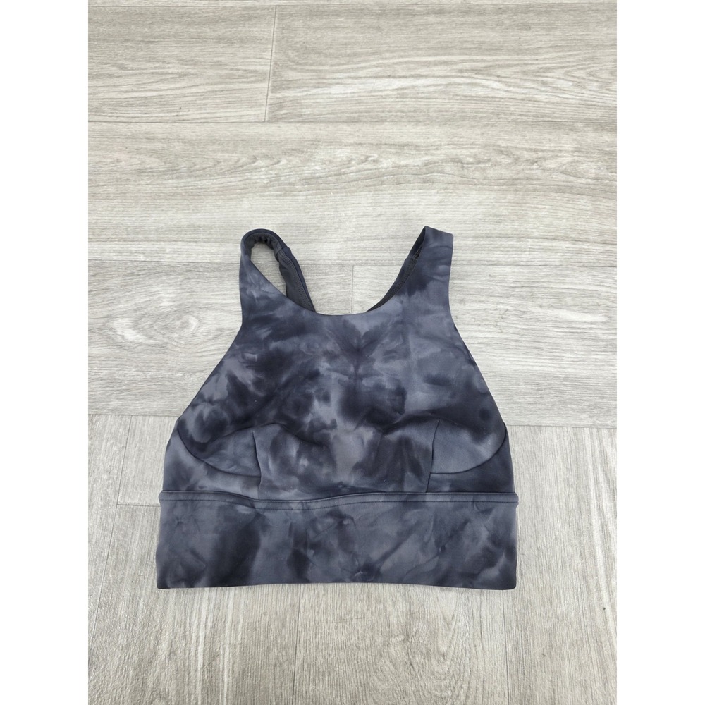 Lululemon Wunder Train Longline Bra Women's 4 Diamond Dye Pitch Graphite Grey